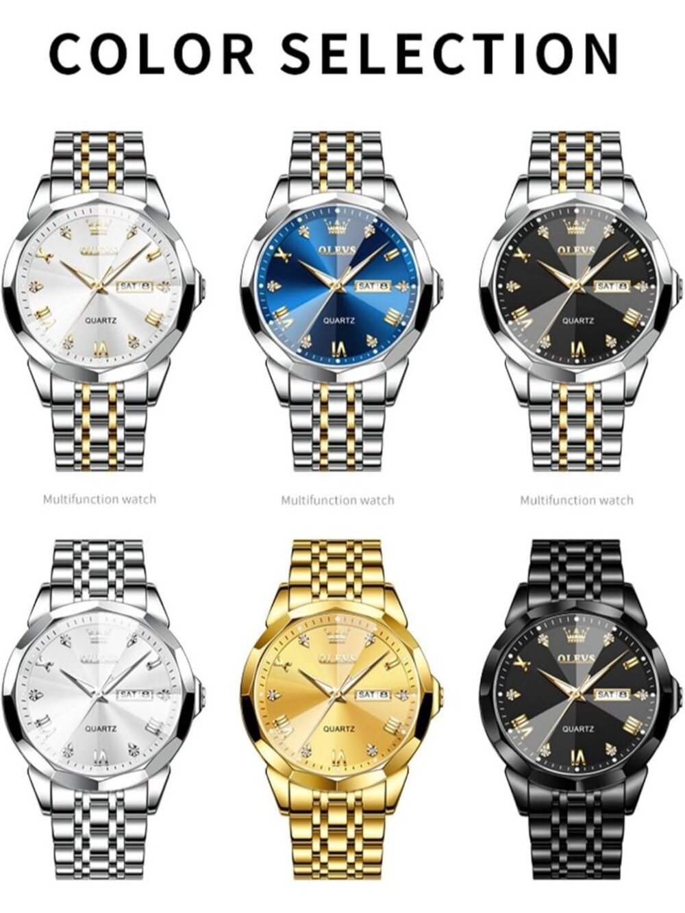 Men's All Black Diamond Stainless Steel Analog Quartz Classic Waterproof Watch - Picture 6 of 6